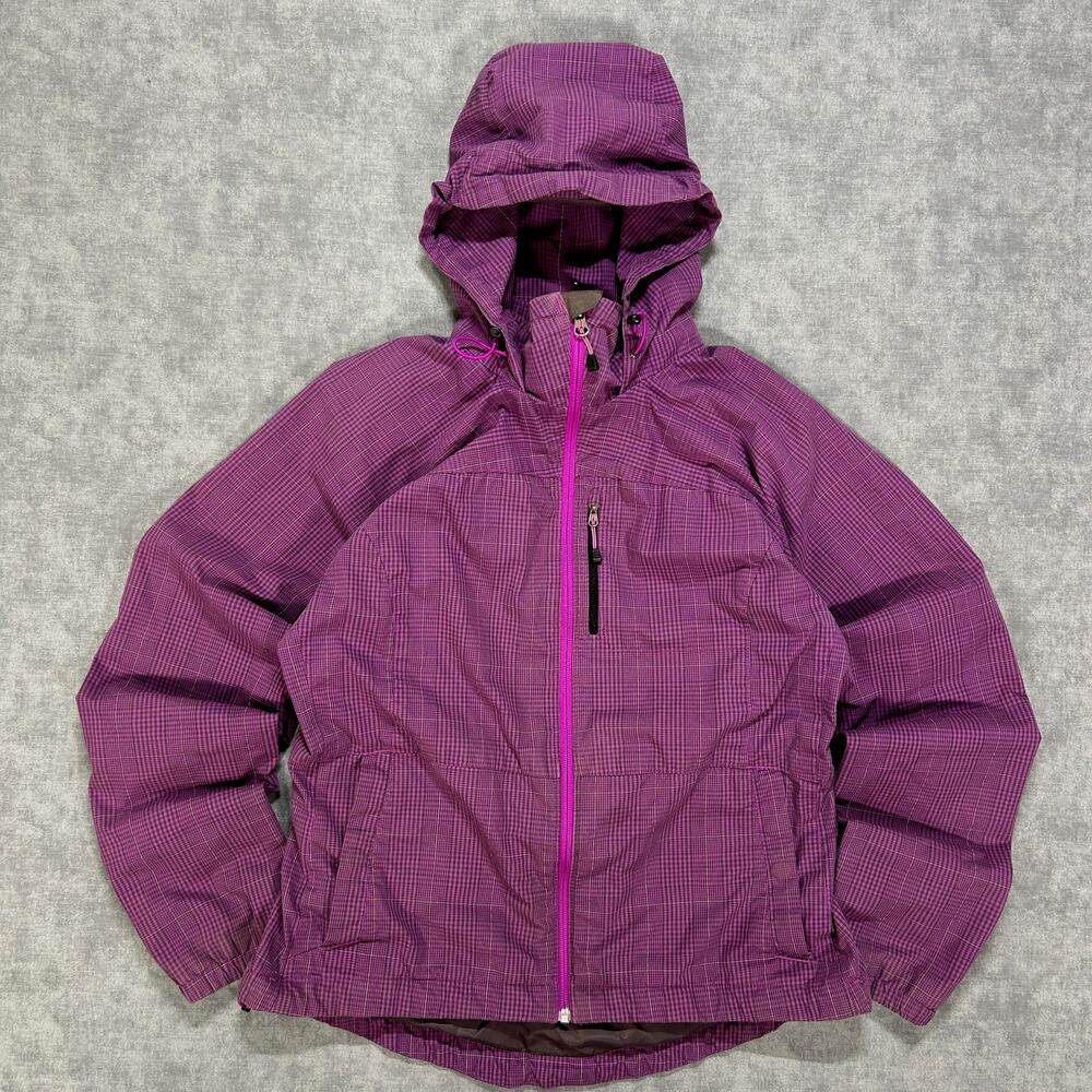 The North Face Womens Plaid Hooded Technical Jacket Purple Size Medium